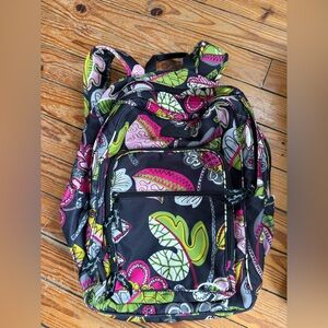 Vera Bradley Black and Pink Floral Backpack